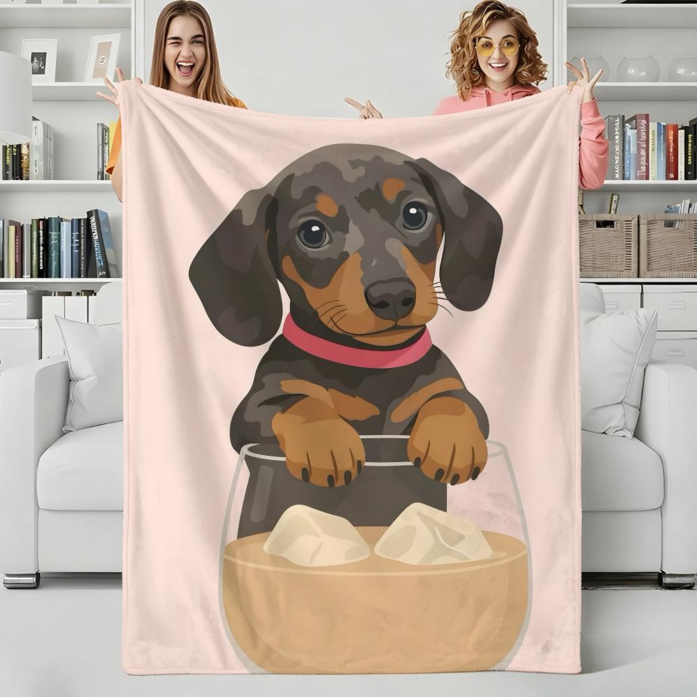 Cartoon S-Sausage dogs Throw Flannel Blanket Perfect for Sofa Office Bed Travel Sleep Read Relax Camping four season use