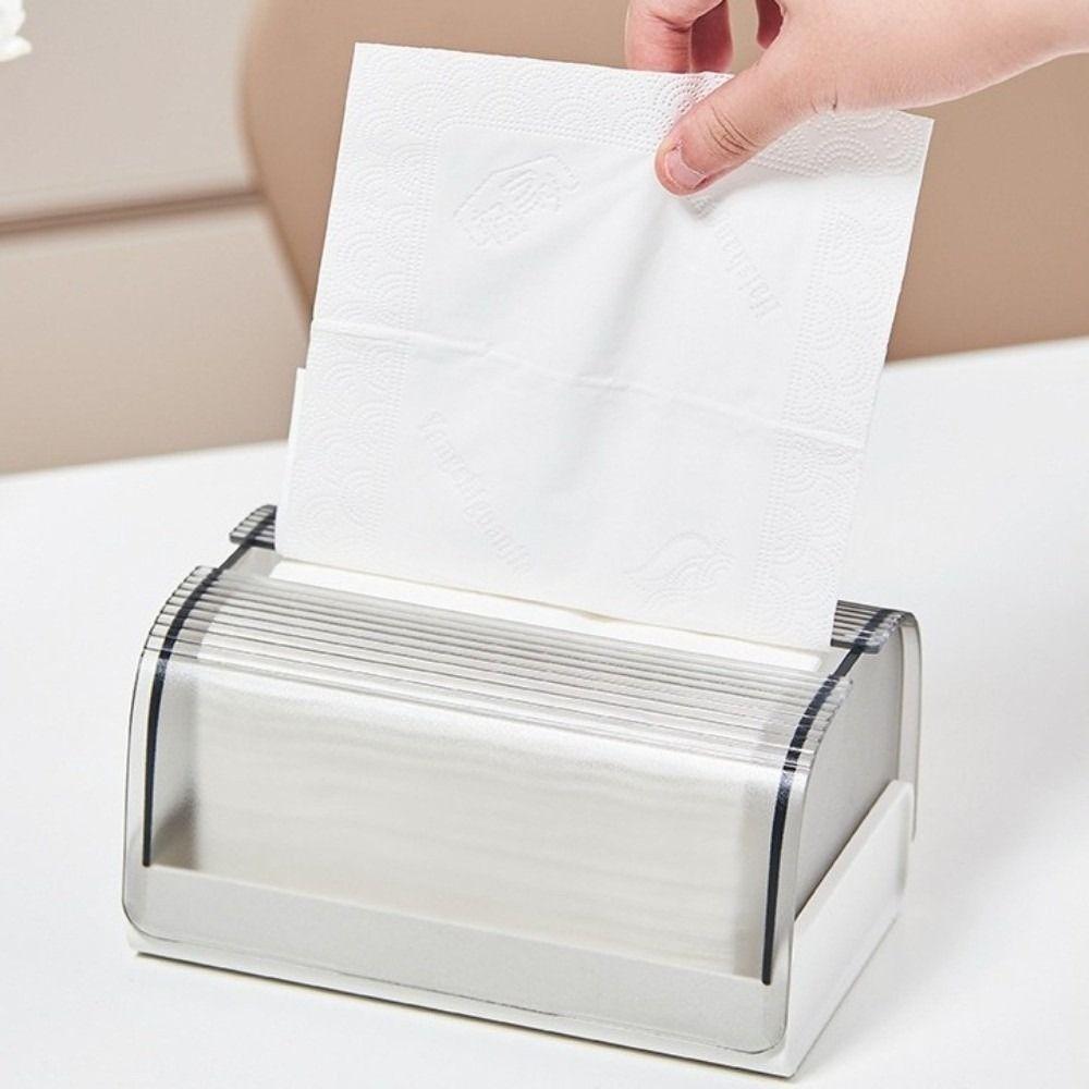 Spring Support Napkin Holder Luxury Design Paper Box Portable Clear Tissue Box  Office