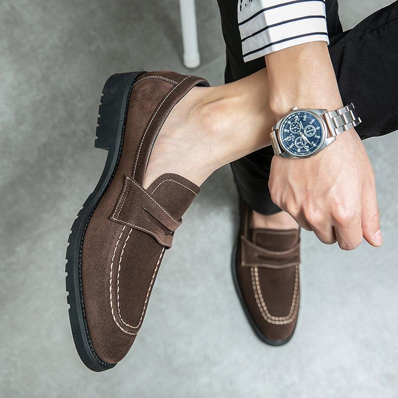Новые простые замшевые кожаные мужские туфли, деловые мужские мокасины, британский стиль, классические туфли-лодочки в стиле ретро для повседневной носки на каждый день