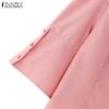 Round Neck Women Elegant Zanzea 34 Sleeve Waist Blouses
