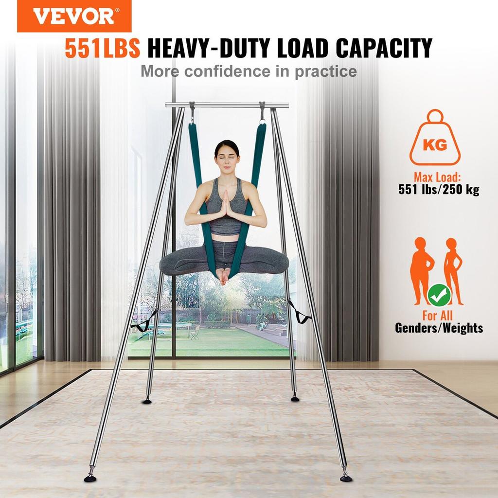 Aerial Yoga Frame & Yoga Hammock, 9.67 ft Height Professional Yoga Swing Stand Comes with 6.6 Yards Aerial Hammock, Max 551.15 lbs Load Capacity Yoga