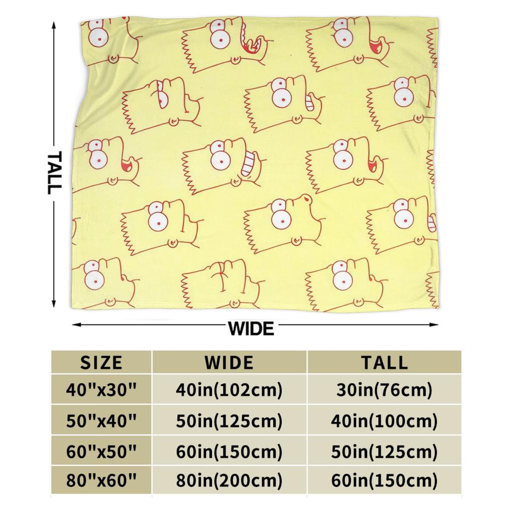S-Simpson Blanket Velvet Print Multifunction Warm Throw Blankets for Home Car Bedspread