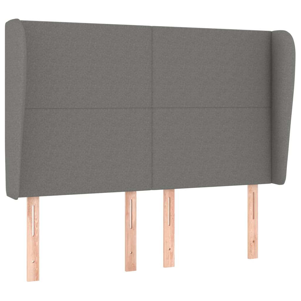 Headboard with Ears Dark Gray 147 x 23 x 118 128 cm Fabric