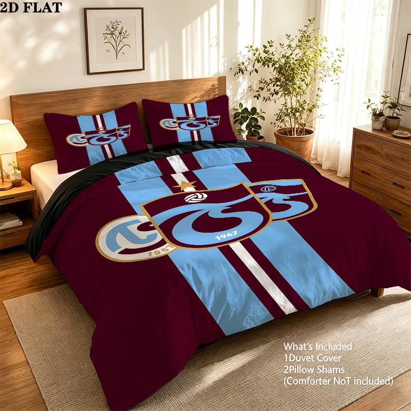 Trabzonspor Pattern Bedding Quilt Set Quilt Cover Pillowcase Home Birthday Gift(1 * duvet cover + 2 * pillowcase, without core)