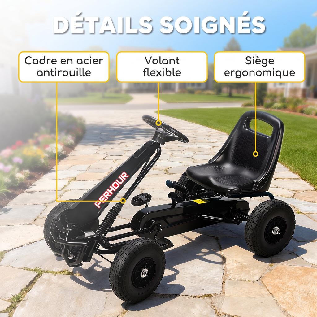 Pedal Go Kart For Children Adjustable Seat EVA Tires Manual Clutch And Brake 110 X 61 X 62 Cm Black
