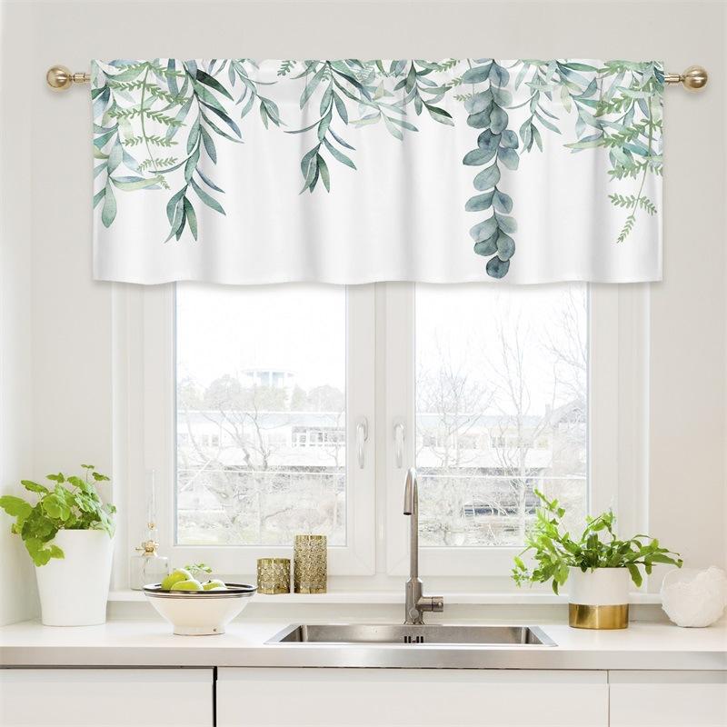Curtain Valance, Wildflowers Spring Watercolor Flower Floral Print Plants Short Rod Pocket Window Treatment for Living Room, Bedroom, Kitchen,Bathroom