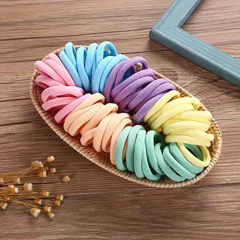 50/100pcs Boho Seamless Elastic Hair Ties-Thick Comfortable & Durable Ponytail Holders for Women - Solid Hair Accessories