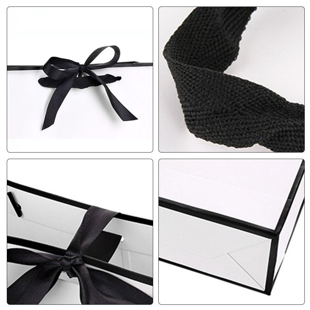 Multi-size Paper Bag White&Black Handhold Shopping Bag Gift Packaging Bag Wrapping