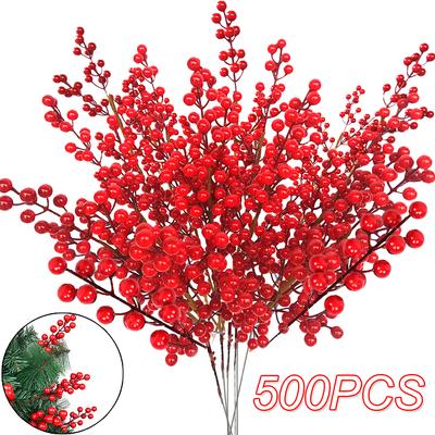 500 шт., искусственная имитация красной ягоды, украшение в сочельник, сделай сам, семейное украшение для рождественской вечеринки, гостиная, журнальный столик, настольные небольшие украшения
