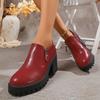 Женские туфли-лодочки на высоком каблуке, удобные каблуки, женские повседневные ботинки на толстом каблуке, однотонные ботинки с круглым носком, туфли на высоком каблуке для женщин