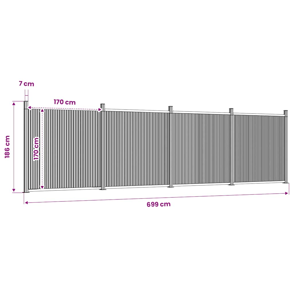 Fence Panel Brown 699 x 186 cm WPC