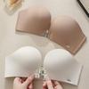 Women's Anti-Slip Push-Up Strapless Bra with Front Buckle and Padded Bandeau for Beautiful Back