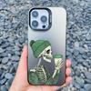 Зеленый Череп Скелет Пьет Кофе Чехол для Телефона для iPhone 16 15 14 Pro Max Plus 11 12 13 Pro Max Mini Ударопрочные Лазерные Чехлы