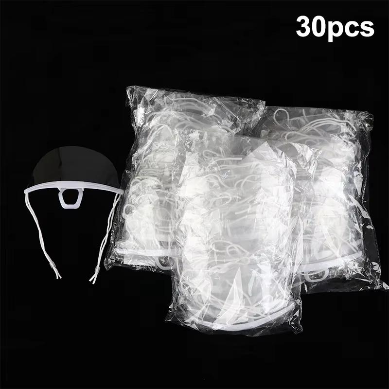 Easy Wear Transparent Anti Fog Mouth Shield 10/30/50PCS Reusable Clear Face Cover for Catering Bar Staff