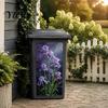 Large Trash Can Personalized Skins Floral Stickers, Waterproof Self?Adhesive Bin Decals, Vintage Flower Pattern Decor Self Adhesive Stickers