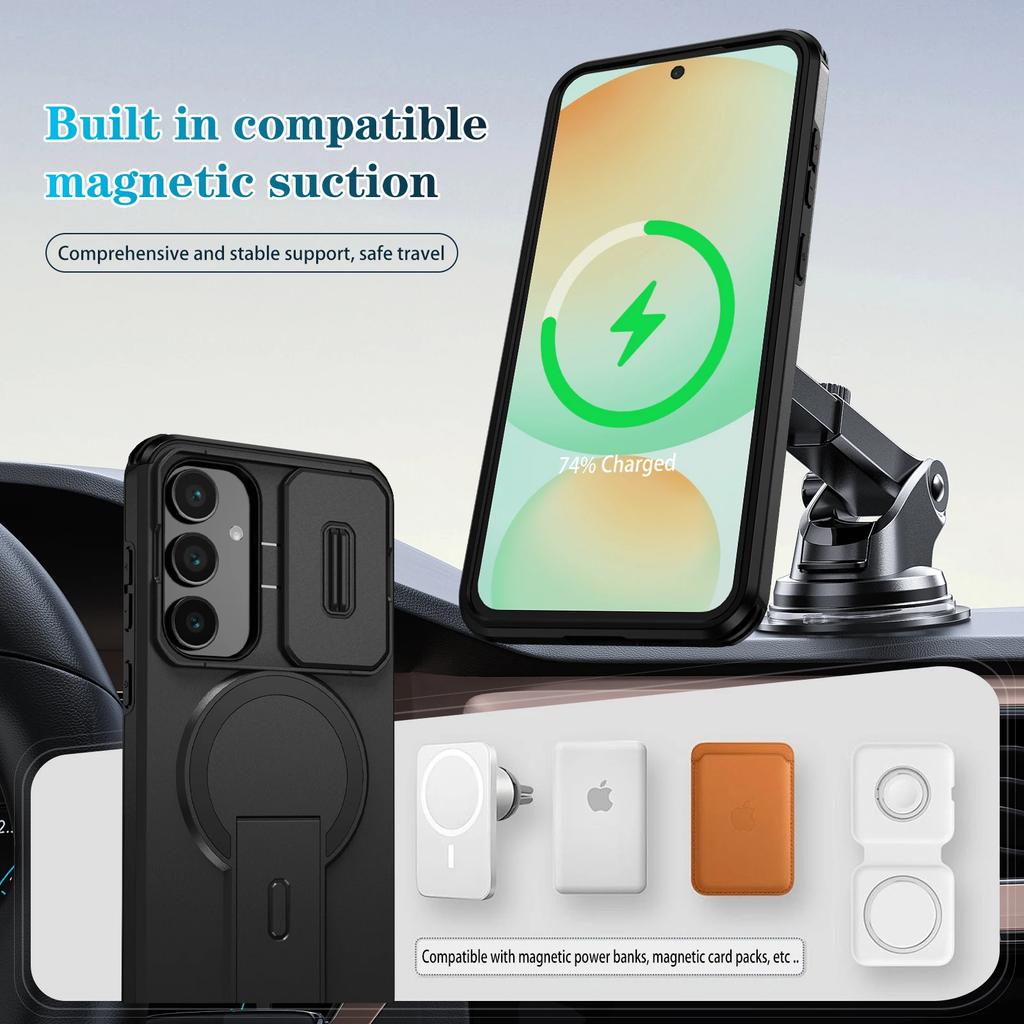 Чехол для Samsung Galaxy S25 FE A17 S24 Plus S25 Ultra 5G A56 A36 A16 A26 с подставкой, сумка, противоударная матовая бронированная крышка