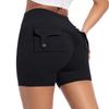 Auroth Women Yoga Sports Shorts Whith Pocket High Stretch Gym Fitness Short Leggings Peach Hip Shorts