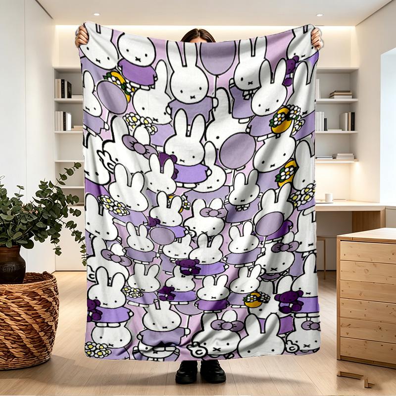 Miffy Print Blanket - Soft & Comfortable, for Bedroom, Travel, Sofa, Home Decoration - Birthday Christmas Gift for Friend