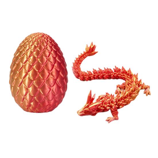 3D Printed Mini Dragon Egg Articulated Dragon Fidget Toy Inside Egg Easter Basket
