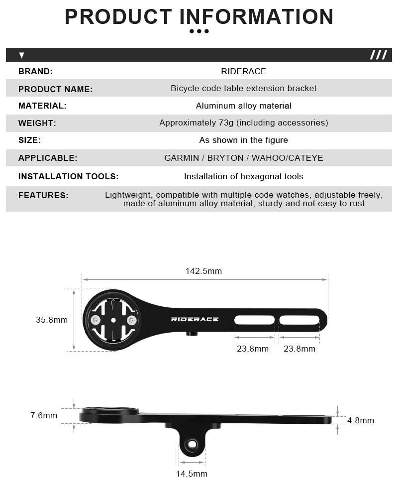 RIDERACE Велокомпьютер Держатель камеры Алюминиевый сплав Крепление на руль велосипеда Оборудование Кронштейн для горного и шоссейного велоспорта для Garmin