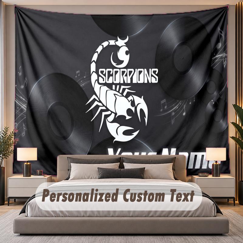 Custom Name Text Tapestry Scorpions Personalized Polyester Wall Tapestry For Bedroom And Room
