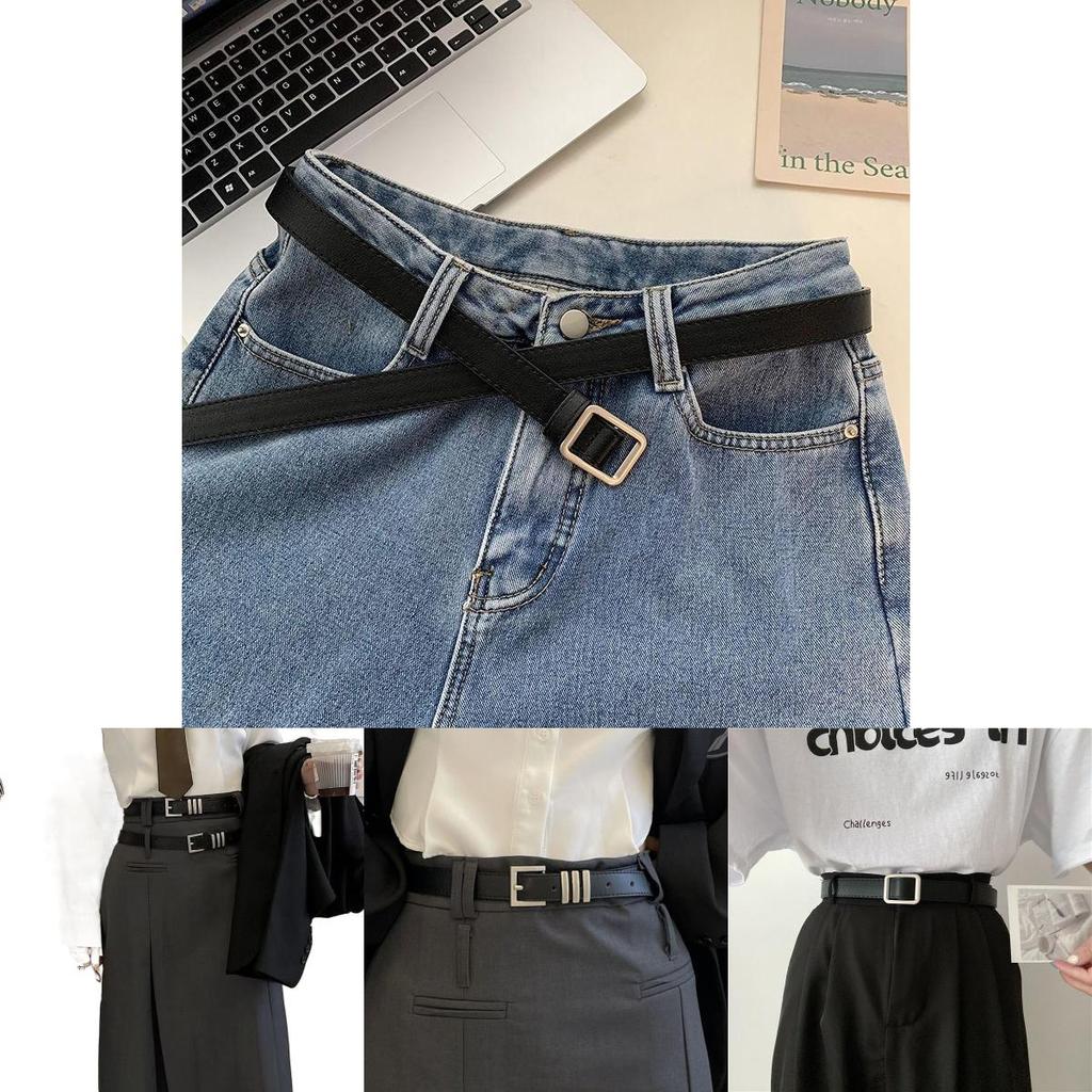 Винтажный черный женский ремень Легкий модный простой материал из ПУ для стильных нарядов