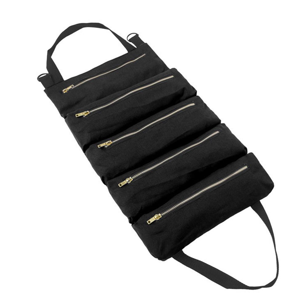 Car Tool Storage Bag Multifunctional Canvas Hanging Tool Roll Up Bag Storage Pouch Tools Tote Carrier Sling Holder