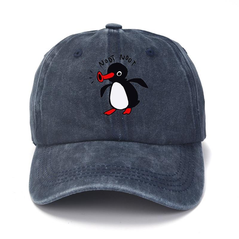 Кепка-бейсболка с принтом пингвинов из мультфильма, стираный хлопок, изогнутый козырек, для мужчин и женщин, уличная, для защиты от солнца