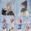 Kids Winter Hat Gloves Scarf Set Girls Boys Knit Hat with Pom Neck Warmer Mittens Set Toddlers Cold Weather Accessories for Kids 4-10 Years