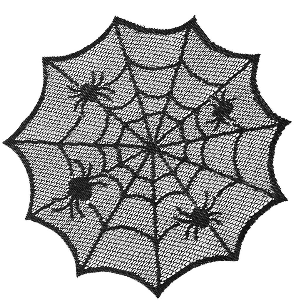 Elegant Spider Web Lace Doily Black Cobweb Table Topper Placemat for Romantic Home Decoration