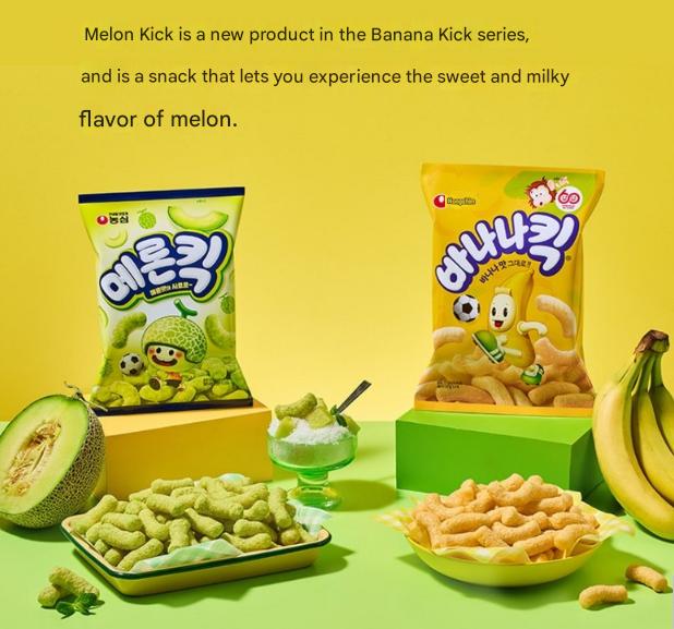 Korean Puff Snack – Banana Kick, Melon Kick (26 Options)