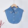 Yousheng Denim Fake Collar Sparkling Rhinestones Adjustable Straps Machine Washable Detachable Collar Outfit Accessory