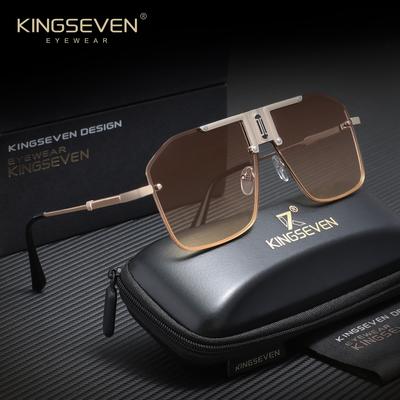 KINGSEVEN Мужские Солнцезащитные Очки для Вождения из Сплава UV400 Квадратная Большая Рама Стильные Классические Винтажные Очки для Улицы