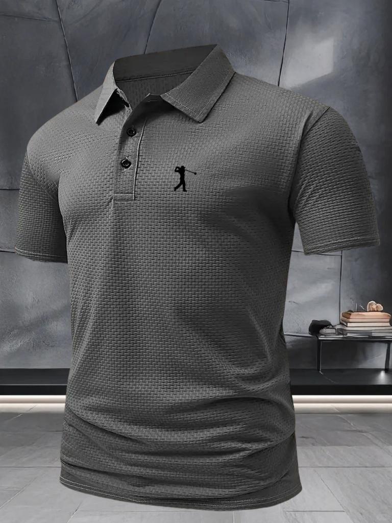 Men's Textured Golf Polo Shirts Quick Dry Breathable Short Sleeve Casual Shirt for Outdoor Daily