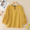 Женская повседневная свободная блузка с v-образным вырезом и рукавами 3/4