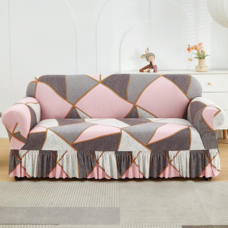 Printed Ruffled Skirt Sofa Covers for Living Room Stretch Couch Cover Sofa Slipcover Furniture Protector Easy Fitted Washable