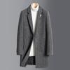 England Style Men Wool Blended Coat Gray Brown Vertical Striped Tweed Overcoat Winter Autumn Classical Outfits Male OOTD Look