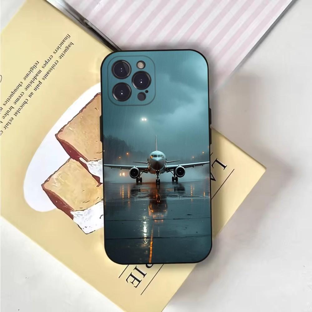 Чехол для телефона с изображением самолета Чехол для телефона для iPhone 16,15,14,13,12,11,Pro,X,XS,Max,XR,Plus,Mini Мягкий черный чехол