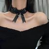 Black Lace Necklace Ribbon Bow Gothic Cross Pendant Collar for Women Girls Sweet Lolita Jewelry New Choker