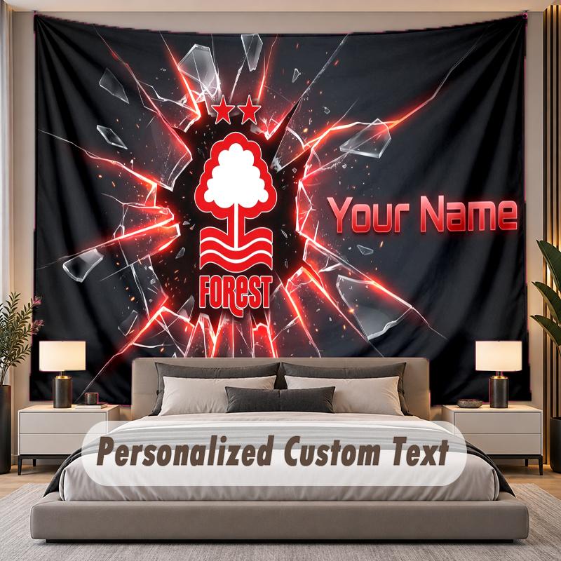 Custom Name Text Tapestry Nottingham Forest Personalized Polyester Wall Tapestry For Bedroom And Room