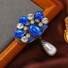 Винтажные женские мужские броши-подвески с цветком и синим кристаллом, значки, классические элегантные унисекс, цветочные, в стиле тяжелой промышленности, булавки, корсажи для леди