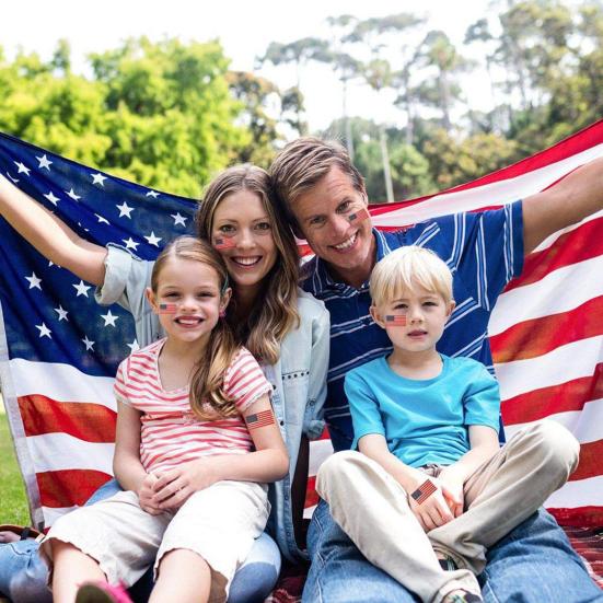 250 шт./рулон, наклейки с американским флагом, синие, красные, белые, полосатые, со звездами, флаг США, Sicker, устойчивые к атмосферным воздействиям, медные, самоклеящиеся, глянцевые наклейки, июль