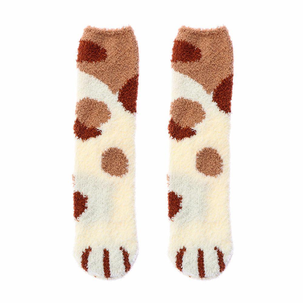 gift Fluffy Thickening Plush Sleep Bed Sock Floor Socks Cashmere Sox Coral velvet socks Paw pattern
