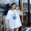 Summer Korean version of the new BF style loose medium and long fun graffiti printing short-sleeved T-shirt top women's ins