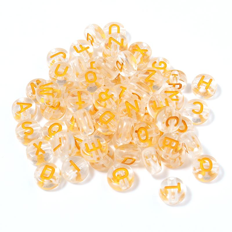 100pcs 7mm Colored Acrylic Alphabet Beads Mixed A-Z Letter Flat Round Loose Beads For Jewelry Making DIY Charm Bracelet Necklace