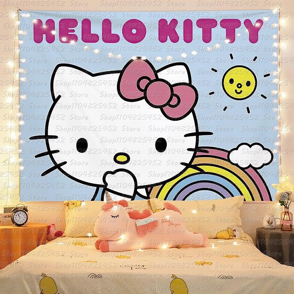 Sanrio Mikko Cute Cartoon Background Cloth Ins Style Room Decoration Tapestry Dormitory Rental Room Decoration Hanging Cloth