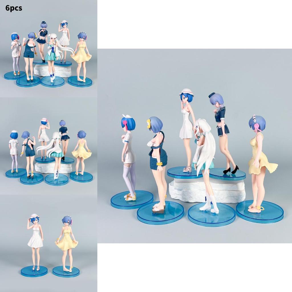 Фигурка аниме ПВХ Re:Zero Пара Рем и Эмилия Для настольного дисплея и в качестве идеи для подарка