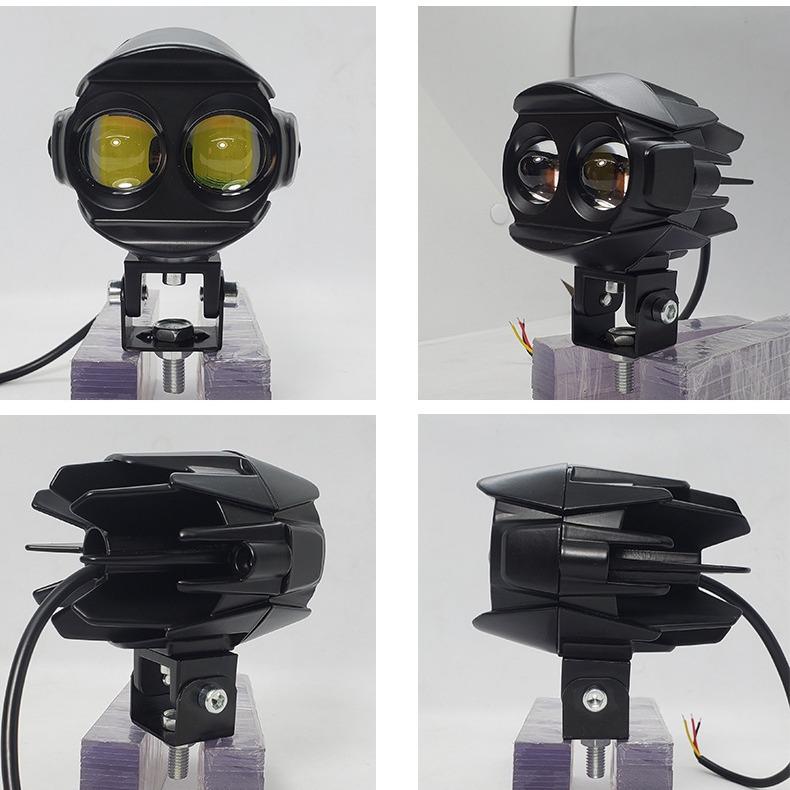 Motorcycle external spotlight LED light, single piece, yellow-white auxiliary mini driving light