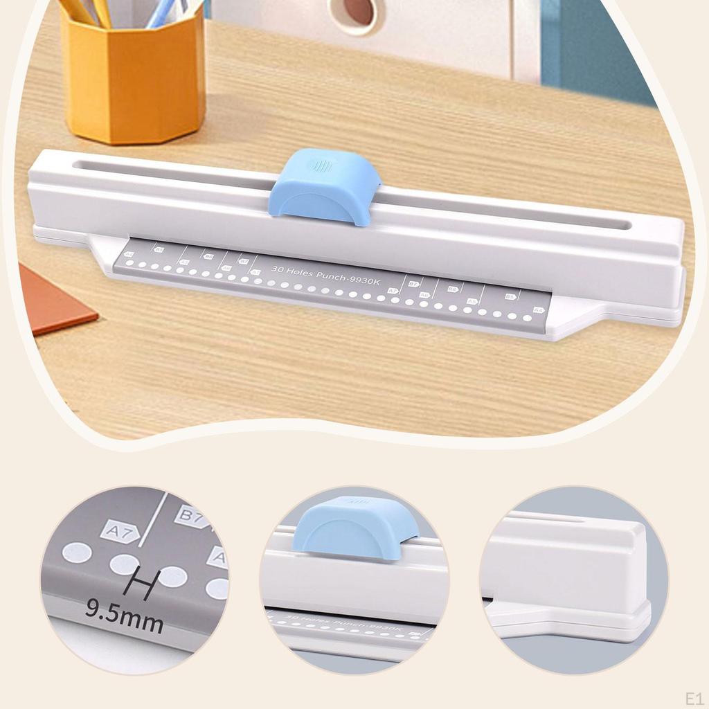 30 Hole Puncher Binder Punch Machine Versatile Compact Handheld Hand Push Multi Pouch for