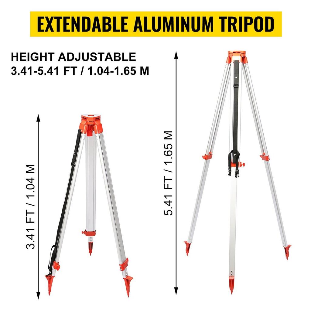 Green Rotary Laser Level Kit with Adjustable Tripod and 5M Staff, 500M Range, 360 Degree Rotary Scanning, Self-Leveling Laser Level System Kit, for